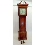 An 18th century mahogany longcase clock, the rose painted face with date and seconds dials, by