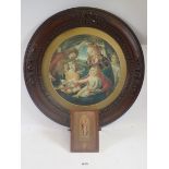 Two Florentine souvenir prints - The Madonna della Sedia, 34cm diameter and a small print of Angel