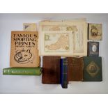 A box of ephemera relating to Churchill, various sporting books and bibles including famous sporting