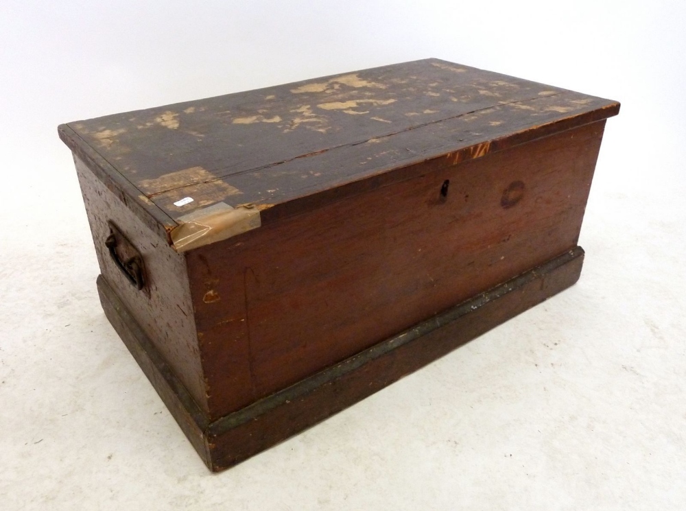 A Victorian small stained pine trunk 69 x 39 x 21cm