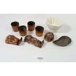 A group of Victorian savoury miniature jelly moulds, including rabbit, horseshoe etc, and a teardrop
