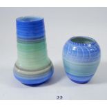 A Shelley Harmony Ware blue banded vase, 13cm and a similar posy vase