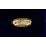 A Victorian 18ct gold ring set three diamonds a/f