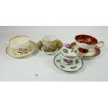 A Limoge Royale Fleurs des Champs floral cup and saucer with an Ugo Poggi Medici lidded cup and