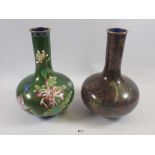 Two Chinese bulbous cloisonne vases, 25cm tall