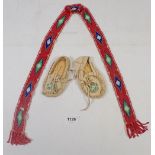 A North American beadwork band and a similar child's moccasin