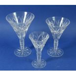 A large suite of good quality cut glass drinking glasses of flared form comprising:- twelve red wine