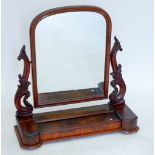 A Victorian mahogany large swing toiletry mirror with scroll supports, 28cm tall