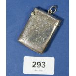 A silver engraved vesta case, Birmingham 1905