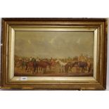 A 19th century naive Irish oil on canvas Donegal Horse Fair, 28 x 49 cm