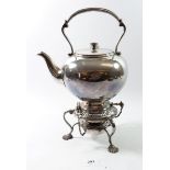 A silver plated spirit kettle