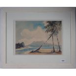 S Salotty - watercolour beach scene 'Kedah Peak' from Penang, 25 x 35cm