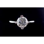 A platinum set solitaire diamond ring by John Donald (maker to the Royal family) approx 1ct size