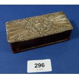 A silver topped leather trinket box, Birmingham 1904, 11cm wide