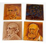 J C Edwards Ruabon - a set of four portrait tiles of Gladstone, Kitchener, Lord Salisbury and John