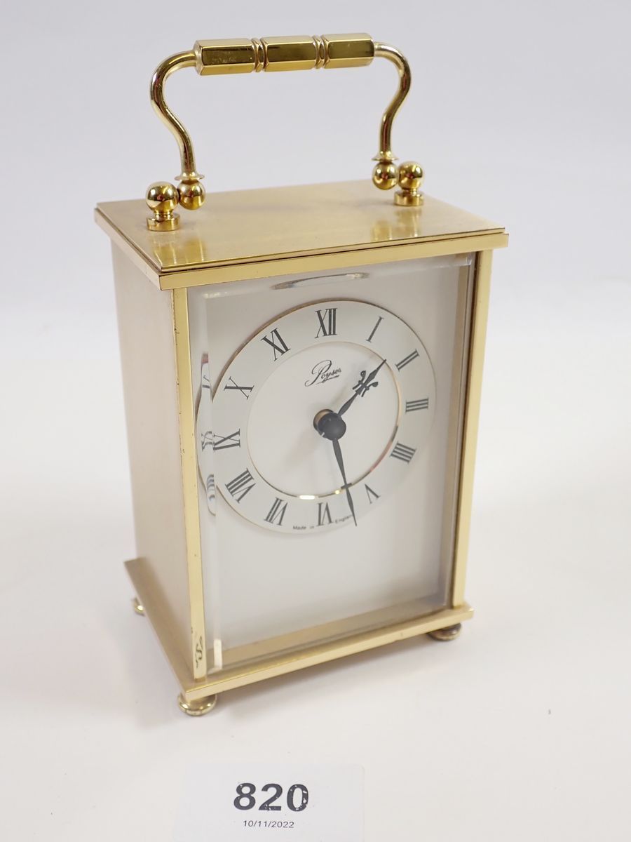 A Weiss brass carriage clock, 10cm