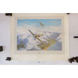 A Spitfire print by Robert Taylor signed by Douglas Bader and Johnnie Johnson - unframed