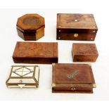 A group of various boxes including leather box, bone box and antique boxes
