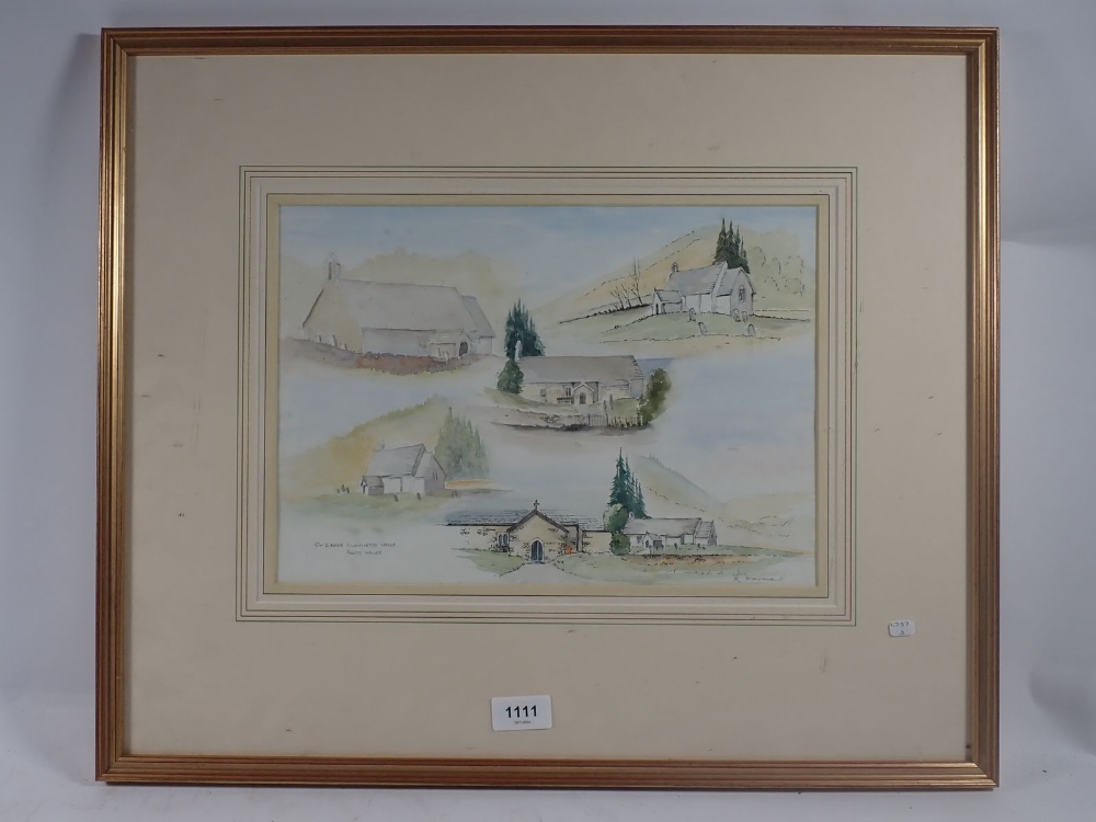 R Harmer - watercolour multiple views of St Davids Powys, 25 x 35cm