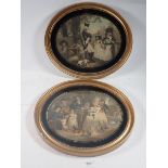 A pair of engravings after George Morland - rural scenes in verre eglomise frames, 29 x 33cm