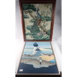 Two tapestry pictures of birds, largest 64 x48cm