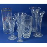 A selection of seven glass vases