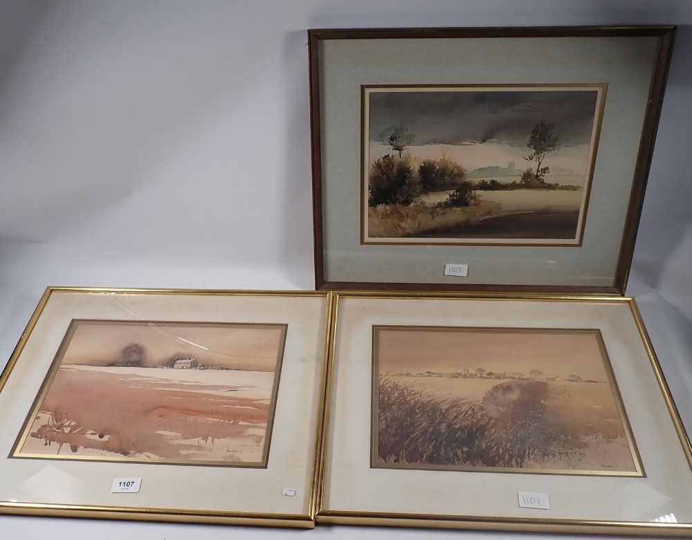 Alan Oliver - three watercolour landscapes, 24 x 35cm