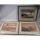 Alan Oliver - three watercolour landscapes, 24 x 35cm