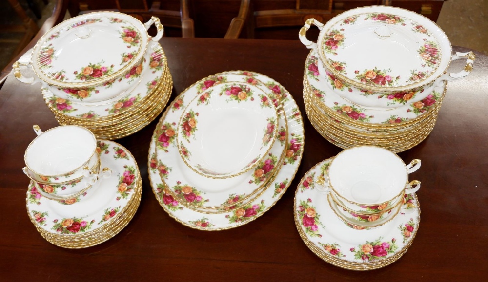 A Royal Albert dinner service comprising: two covered tureens, one oval serving dish, twenty - Image 2 of 2