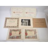 A collection of early 20th century swimming certificates attributed to Alfred Baxter and Ada