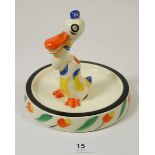 A 1930's novelty cartoon duck dish, 16cm diameter