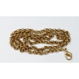 An antique gold chain necklace with later yellow metal clasp - unmarked, total weight 12.6g