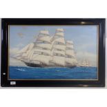 Pelham Jones - watercolour three masted clipper ship 'Ariel' 41 x 66cm