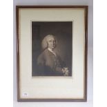 Edward Fisher engraving after Thomas Hudson of Mr Grundal, a surgeon - text to verso, 1772, 35 x