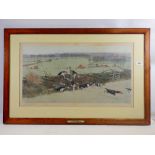 Cecil Aldin - coloured print of 'The Pytchley Gone Away from Badby Wood' signed in pencil, 34 x 65cm