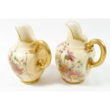 Two Royal Worcester ivory blush pair of painted flowers No. 1094