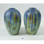 A pair of Bretby blue mottled vases, 16cm tall