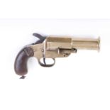 Ⓕ (S1) 1 ins brass flare pistol with 5¼ ins part octagonal barrel, push-forward lever opening, brass
