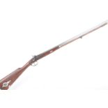 Ⓕ (S2) 28 bore percussion single sporting gun, 32 ins barrel, brass mounted wooden ramrod with steel