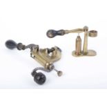 Brass 12 bore roll turnover machine and brass 12 bore capper decapper, both by Ward & Sons