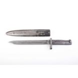 Ersatz German bayonet (conversion), 10 ins single edged blade, the guard stamped 20639, steel grips,