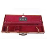 Brady gun case with red baize lined fitted interior for 30 ins barrels, Hellis Beesley & Watson