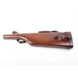 A good vintage leather leg o'mutton gun case for up to 30 ins barrels, brass lock and fittings