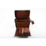 Heavy leather Rifleman's Volunteer case with wood and tin fitted interior, G & J W Hawksley (March