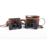 Leather cased pair Thos. Armstrong & Brother 1803 binoculars, together with a cased pair Carl