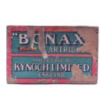 Vintage 'Bonax' cartridges by Kynoch 500 case wooden cartridge box, with original labels