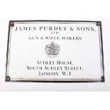 James Purdey & Sons Ltd. enamel advertising sign, 16 x 10¼ ins