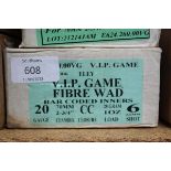 Ⓕ (S2) 250 x 20 bore Eley VIP Game 28g No.6 shot fibre wad cartridges