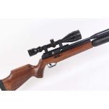 .22 BSA Super-10 pre charged air rifle, moderated barrel, 3-9 x 50 Tasco scope, Monte Carlo stock