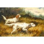 After Edmund Henry Osthaus (1858 - 1928),A study of two gun dogs on scent,unsigned,oil on canvas,